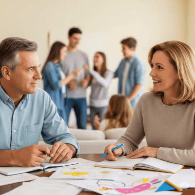 casal 50 + interagindo e se relacionando em familia